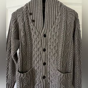 Men's LL Bean Signature Cotton Fisherman Sweater, Shawl-Collar Cardigan - size M